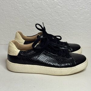 AllSaints Women's Black Snake Print Leather Platform Sneakers Size 35